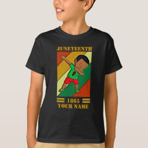 Add Name Edit Text Juneteenth Kid Dabbing Melanin  T-Shirt
