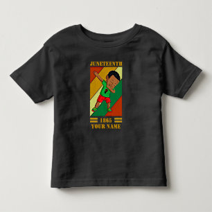 Add Name Edit Text Juneteenth Kid Dabbing Melanin Toddler T-Shirt