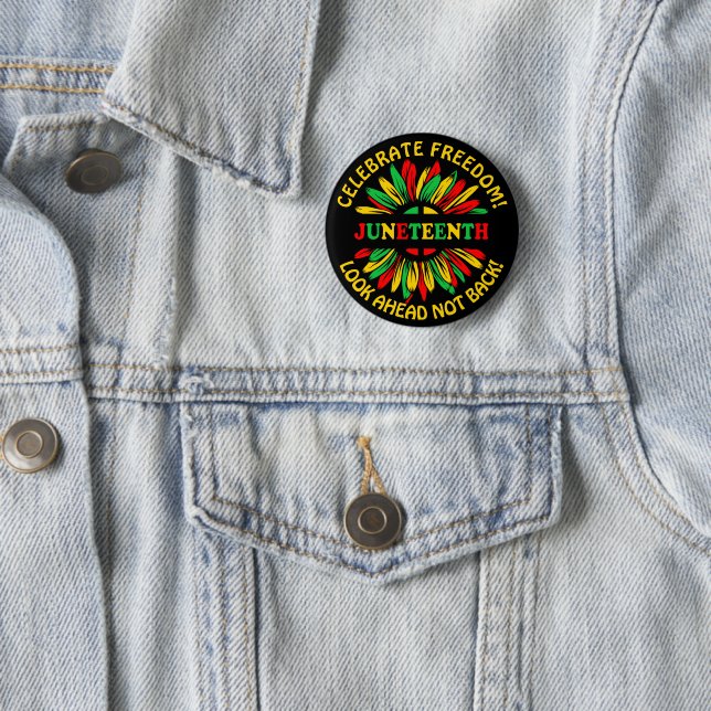 Add Name Edit Text Juneteenth Sunflower & Slogans 6 Cm Round Badge (In Situ)