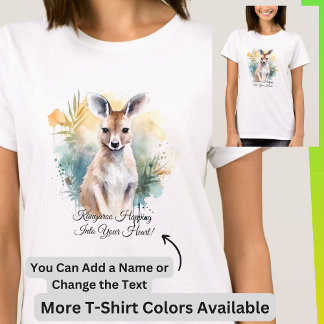 Add Name Edit Text - Kangaroo Watercolour Painting T-Shirt