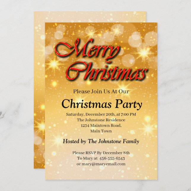 Add Name Edit Text Matching Christmas Invitation (Front/Back)