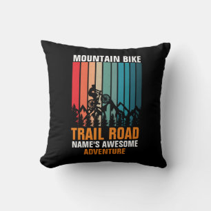 Add Name Edit Text Mountain Bike Trail Adventure Cushion