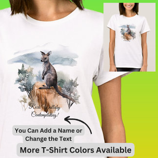 Add Name Edit Text - Rock Wallaby Watercolour      T-Shirt