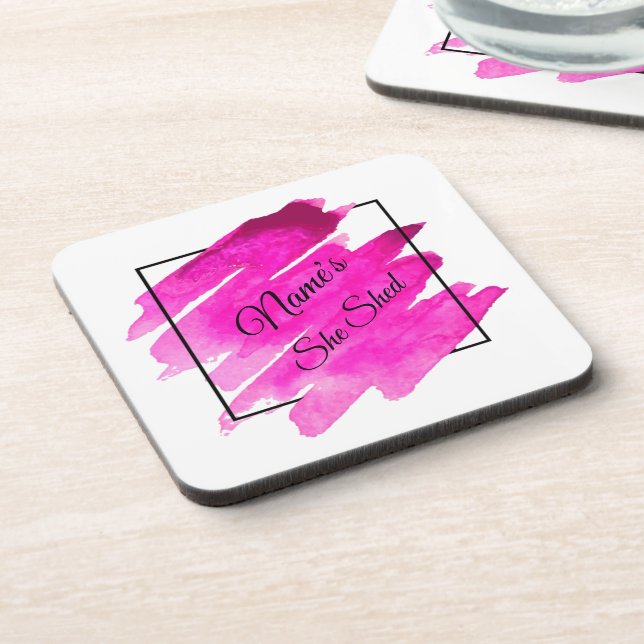 Add Name Edit Text She Shed Mauve Brush Stroke     Coaster (Left Side)