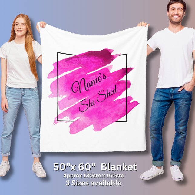 Add Name Edit Text She Shed Mauve Brush Stroke     Fleece Blanket (Creator Uploaded)