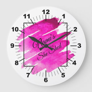 Add Name Edit Text She Shed Mauve Brush Stroke     Large Clock