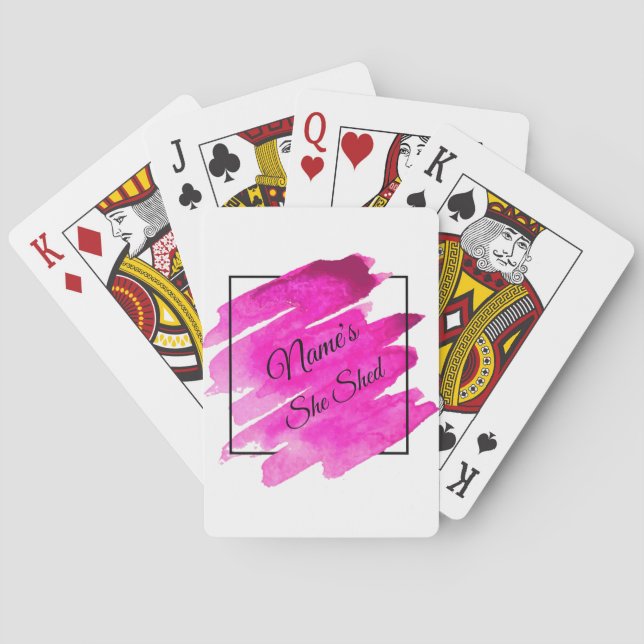 Add Name Edit Text She Shed Mauve Brush Stroke     Playing Cards (Back)