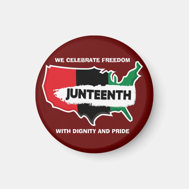 Add Name Edit Text USA Map Juneteenth  Button Magnet (Front)