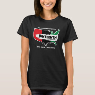 Add Name Edit Text USA Map Juneteenth T-Shirt