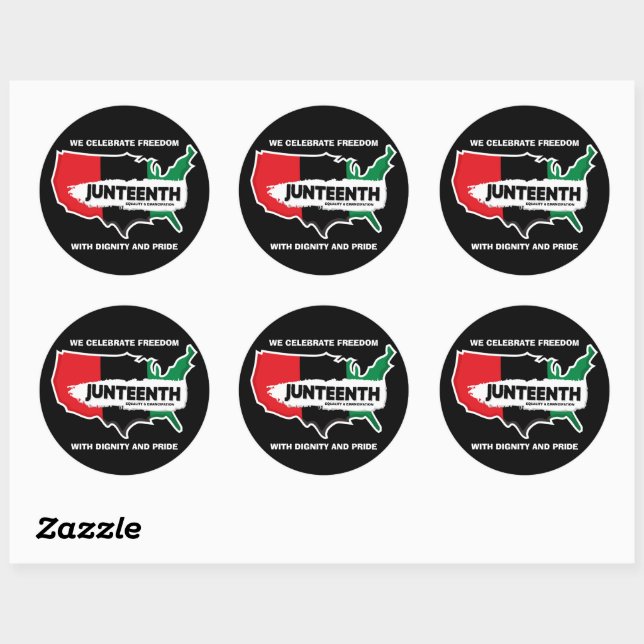 Add Name Edit Text USA Map Juneteenth T-Shirt Coff Classic Round Sticker (Sheet)