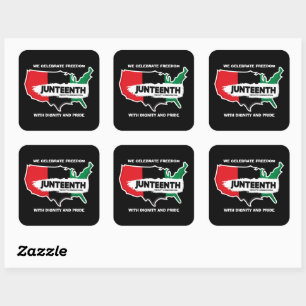 Add Name Edit Text USA Map Juneteenth T-Shirt Coff Square Sticker