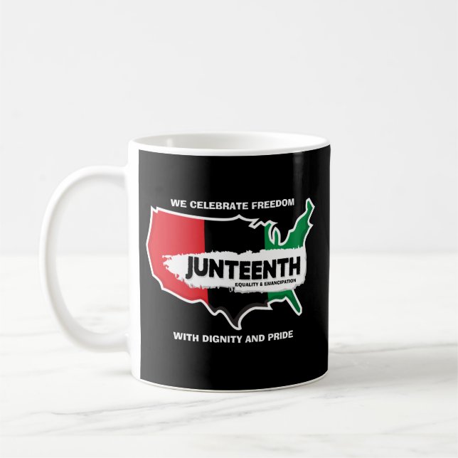 Add Name Edit Text USA Map Juneteenth T-Shirt Coffee Mug (Left)