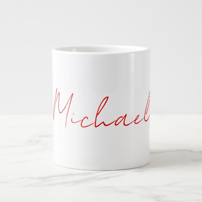 Add Name Elegant Creative Callgraphy Red White Large Coffee Mug (Front)