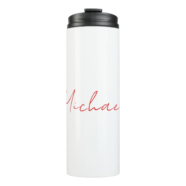 Add Name Elegant Creative Callgraphy Red White Thermal Tumbler (Front)