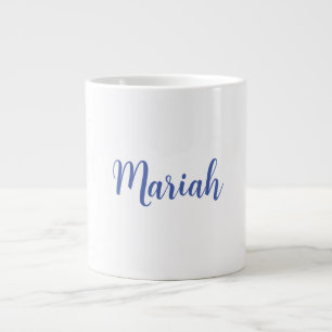 Add Name Elegant Creative Classical Blue White Large Coffee Mug