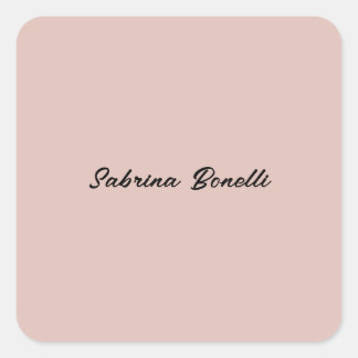 Add Name Elegant Plain Simple Rose Gold Colour Square Sticker