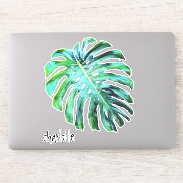 Add Name Elegant Tropical Leaf Modern Typography (Computer)