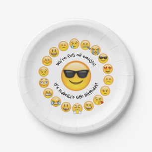 Add Name - Emoji Birthday Party Personalised Paper Plate