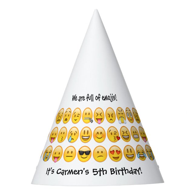 Add Name - Emoji Birthday Party Personalised Party Hat (Front)