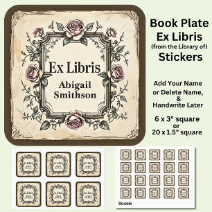 Add Name Ex Libris Book Owner  Square Sticker