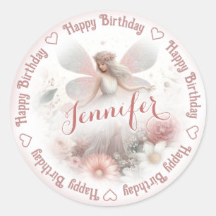Add Name Fairy Princess Classic Round Sticker