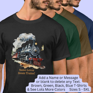 Add Name Fantasy Steam Engine Locomotive Painting T-Shirt