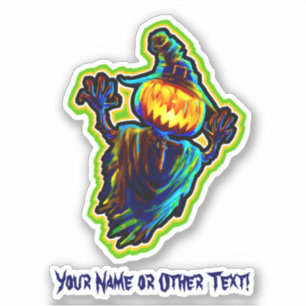 Add Name Flying Pumpkin Ghost Witch Hat Halloween 