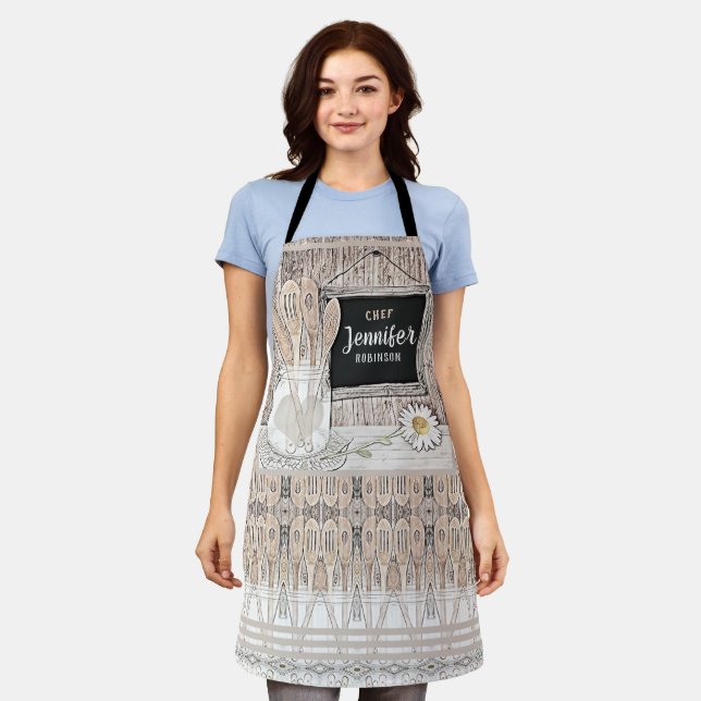 Add Name Fun Vintage All-Over Print Apron (Worn)