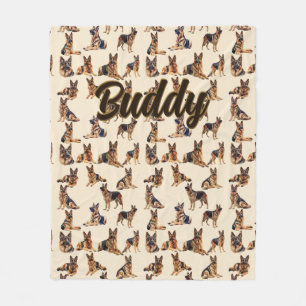 Add Name, German Shepherd Fleece Blanket