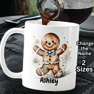 Add Name, Gingerbread Man for Christmas Coffee Mug