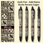Add Name, Goth Gothic Skulls & Ravens on Black Pen<br><div class="desc">Add the Name,    Change to your own details. See my store for lots more great Pens</div>
