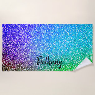Add Name, Graduated Mauve Blue Aqua Green  Beach Towel
