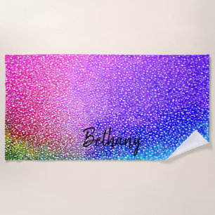 Add Name, Graduated Pinks & Blues Beach Towel