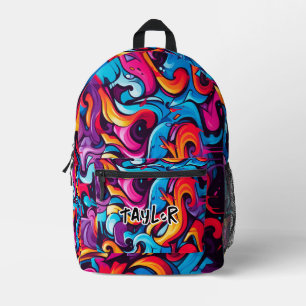 Add Name Graffiti Design Boy or Girl School  Printed Backpack