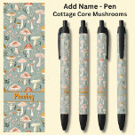 Add Name, Green Cottage Core Mushrooms Black Ink Pen<br><div class="desc">Add the Name,    Change to your own details. See my store for lots more great Pens</div>