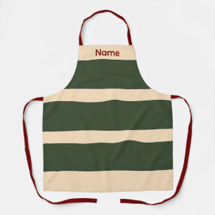 Add Name Green + Creme Stripes Kitchen Crafts   Apron