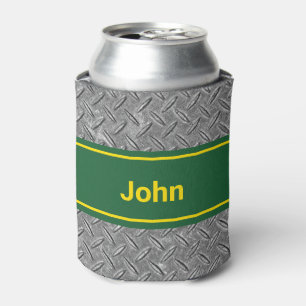 Add Name Green & Metal Image Tall Can Cooler