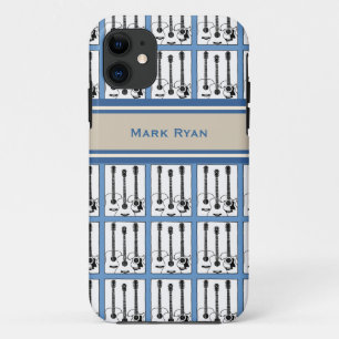 add name guitars music pattern iPhone 11 case