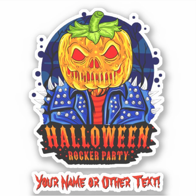Add Name, Halloween Rocker Party Pumpkin Head      (Front)