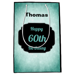 Add name Happy 60th birthday Medium Gift Bag