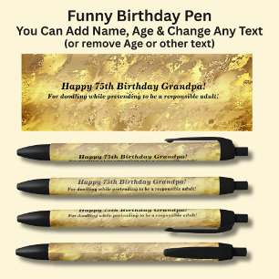 Add Name, Happy Birthday & Doodling Message Black Ink Pen