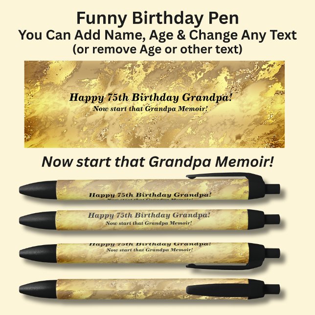 Add Name, Happy Birthday Now start that Memoir Black Ink Pen (Creator Uploaded)