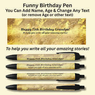 Add Name, Happy Birthday To write your stories. Black Ink Pen