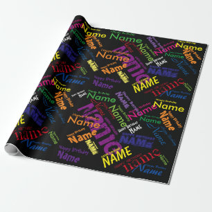 Add Name Happy Birthday Wrapping Paper