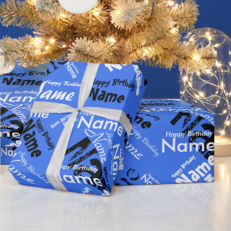 Add Name Happy Birthday Wrapping Paper
