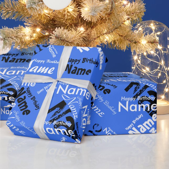 Add Name Happy Birthday Wrapping Paper (Holidays)