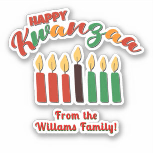 Add Name, Happy Kwanzaa Red Black Green Candles St