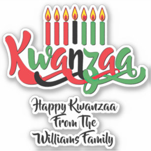 Add Name, Happy Kwanzaa, Seven Candles  Kiss Cut