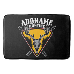 ADD NAME Hunter Elk Skull Big Antlers Deer Hunting Bath Mat