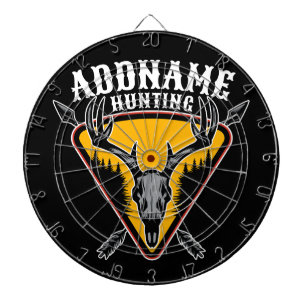 ADD NAME Hunter Elk Skull Big Antlers Deer Hunting Dartboard
